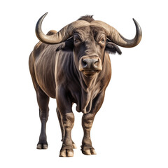 Fototapeta premium Majestic Buffalo Standing On Transparent Background With Powerful Horns And Strong Body