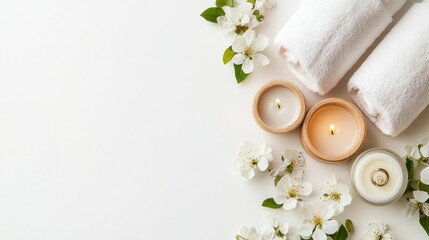 A spa voucher with soft, colors and floral accents, isolated on a white background