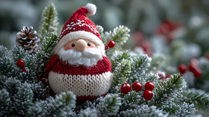 Santa figurine on a pine tree