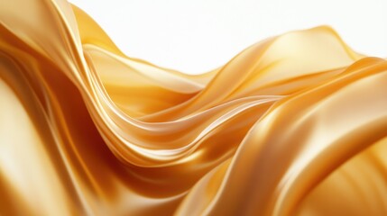 Fototapeta premium 3D render of cascading caramel waves, flowing smoothly in abstract patterns, isolated against a white background.