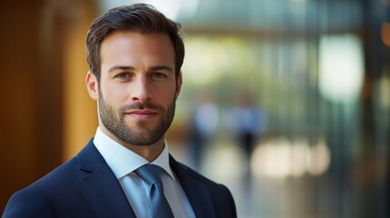Fototapeta premium Confident Businessman Portrait in Modern Office Setting