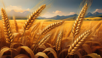  Wheat field with golden ears, representing the harvest season and agricultural abundanc_1(1130)