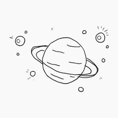 Hand-drawn planet with rings