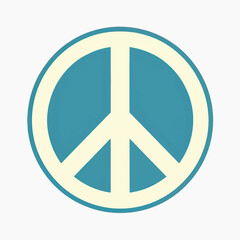 Classic peace symbol in blue.