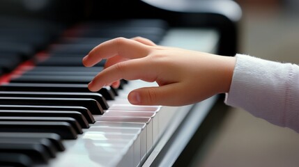 Obraz premium A teacher hand guiding a student's fingers on piano keys, fostering learning and precision.