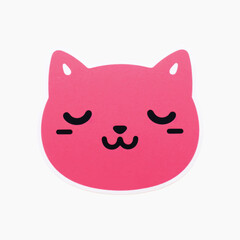 Cute pink cat face sticker