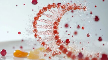 Fototapeta premium Futuristic DNA Delights: Molecular Gastronomy Creation on Contemporary Plating