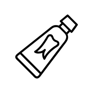 recommend clip art: Toothpaste tube icon, simple black line art, isolated on white, dental hygiene concept
