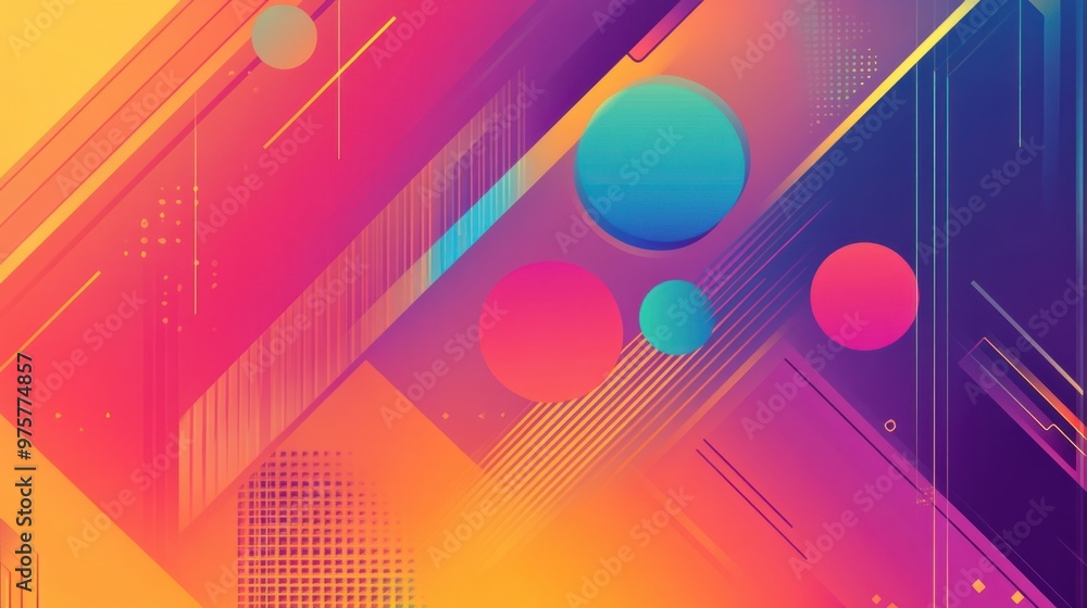 Poster a colorful abstract vector design with geometric shapes and gradients, perfect for backgrounds or we