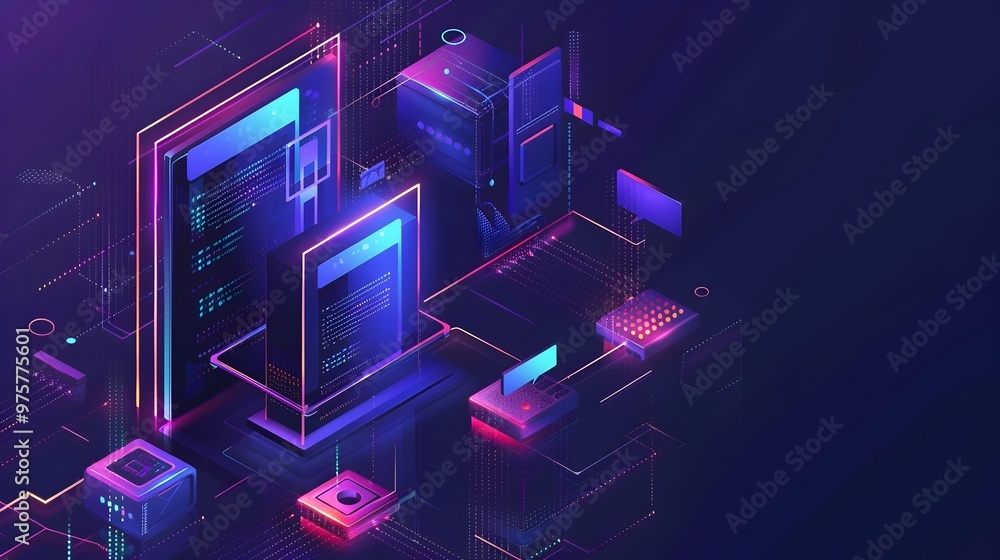Poster futuristic digital certificate authority issuing secure web transactions cybersecurity concept