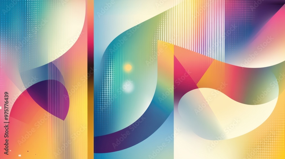 Poster a colorful abstract vector design with geometric shapes and gradients, perfect for backgrounds or we
