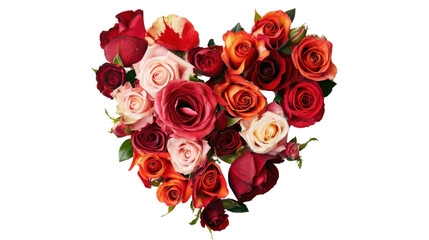 Heart of roses on transparent background