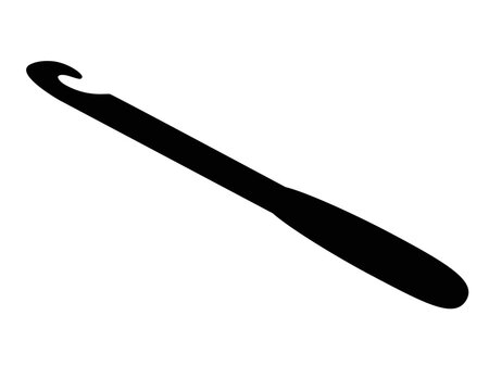 Crochet hook - vector silhouette illustration for logo or pictogram. The hook is a needlework tool for a sign or icon. Knitting tool.	