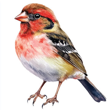 recommend clip art: cute Finch Bird watercolor clipart illustration isolated