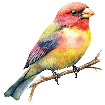recommend clip art: cute Finch Bird watercolor clipart illustration isolated