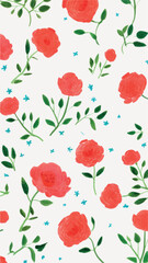 Floral pattern with red roses