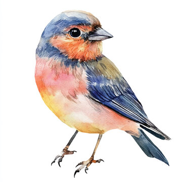 recommend clip art: cute Finch Bird watercolor clipart illustration isolated
