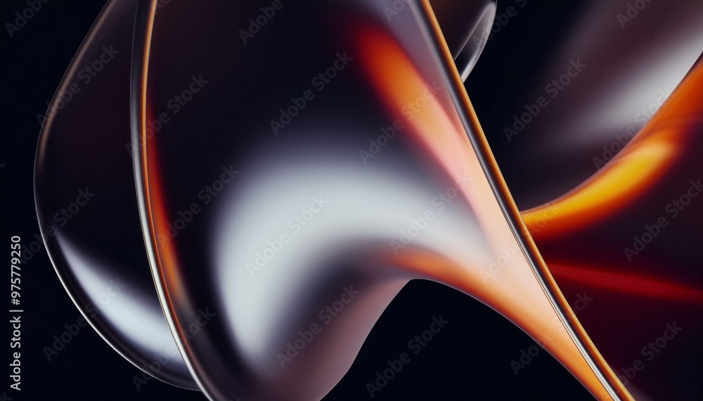 Poster macro of transparent iridescent glass curved stripe with extreme depth of field. a place for text. m