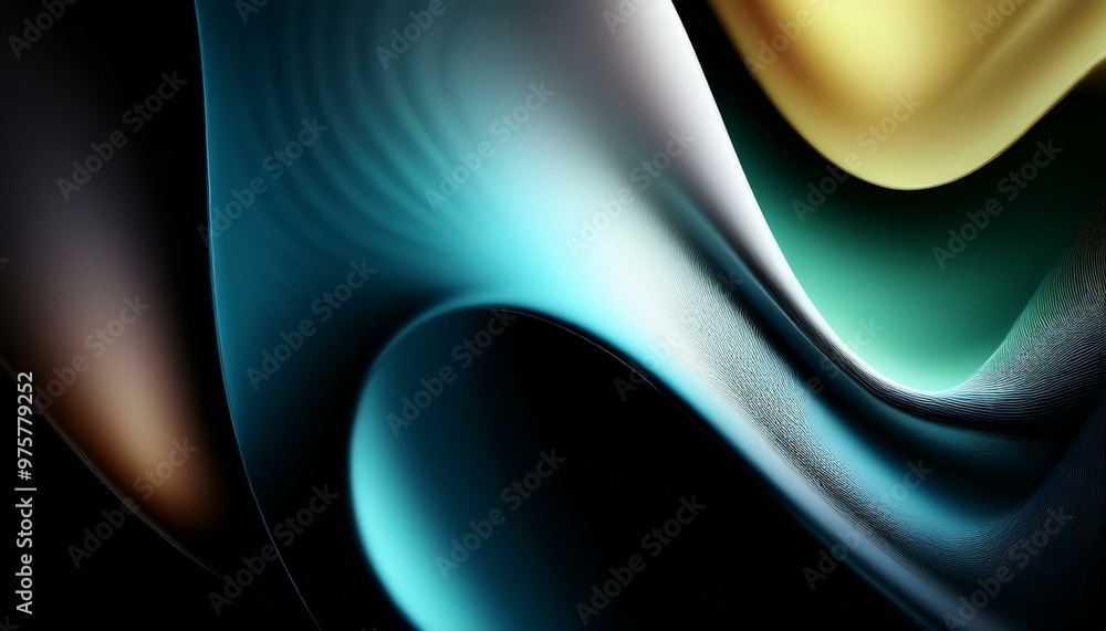 Aufkleber macro of transparent iridescent glass curved stripe with extreme depth of field. a place for text. m