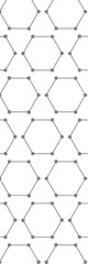 A pattern of interconnected hexagons with dots at each vertex, creating a geometric design.