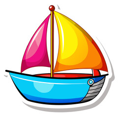 Sailboat cartoon sticker on a isolated white background (28)