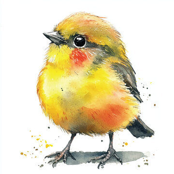 recommend clip art: cute Finchling watercolor clipart illustration isolated