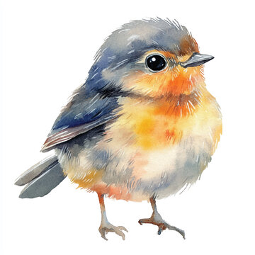 recommend clip art: cute Finchling watercolor clipart illustration isolated