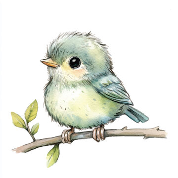 recommend clip art: cute Finchling watercolor clipart illustration isolated