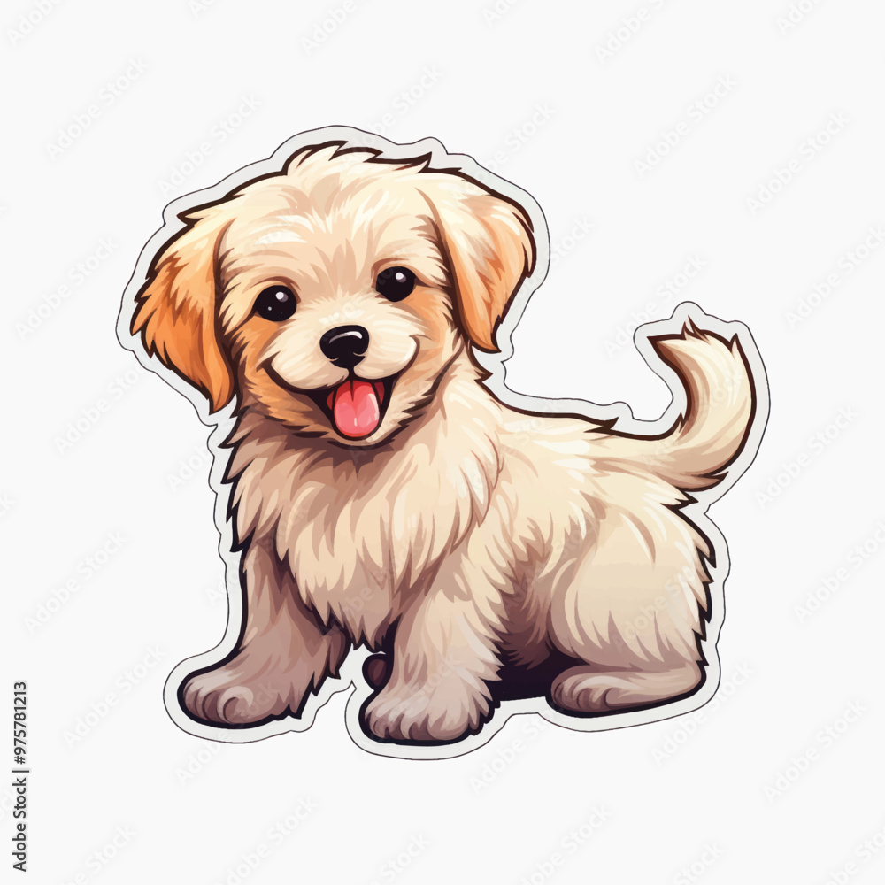 Sticker Cute cartoon puppy illustration