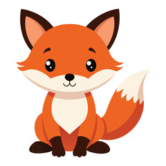 Illustration of Cute fox cartoon sitting on white