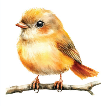 recommend clip art: cute Finchling watercolor clipart illustration isolated