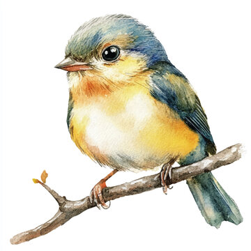 recommend clip art: cute Finchling watercolor clipart illustration isolated