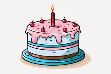 Colorful birthday cake illustration