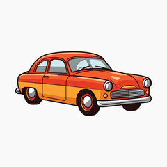 Fototapeta premium Vintage cartoon orange car