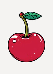Vibrant cherry illustration with leaf