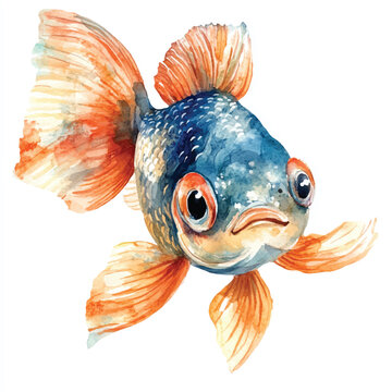 recommend clip art: cute fish  watercolor clipart illustration isolated
