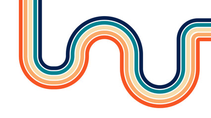 Retro rainbow groovy color striped poster Background. Geometric hippie rainbows line. colorful retro rainbow. banner, cover, poster, flyer, card, Y2K, social media, web. vector illustration