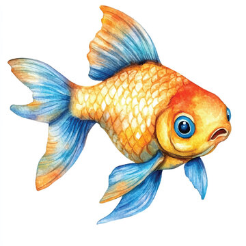 recommend clip art: cute fish  watercolor clipart illustration isolated