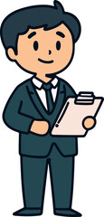 Illustration of a Businessman Holding a Clipboard