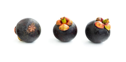 Mangosteen fruit isolated on white background, Ripe mangosteen fruit