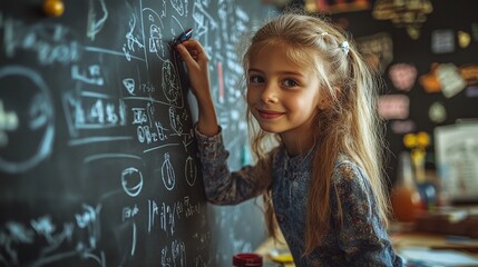 interactive blackboard writing in a classroom demonstrating the integration of math and science subjects capturing the innovative teaching methods and student engagement in education