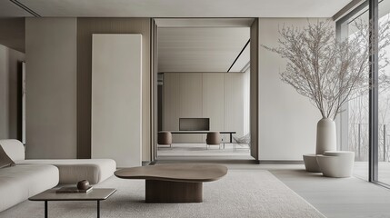 A sleek and minimalist living room.