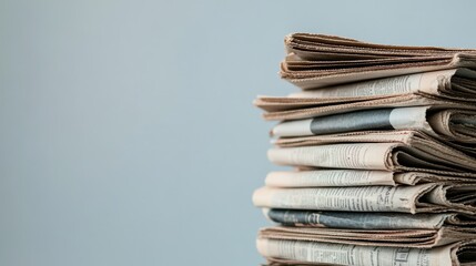 A stack of newspapers ready for distribution, with space for headlines or announcements, set against a neutral background.