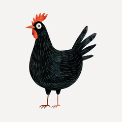 Black rooster illustration on white