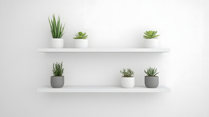 Minimalist Wall Shelf with Succulents