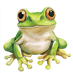 cute frog watercolor clipart illustration isolated