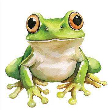 recommend clip art: cute frog watercolor clipart illustration isolated