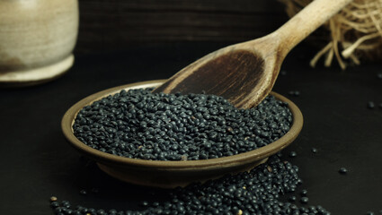 Black Beluga Lentils in a Bowl