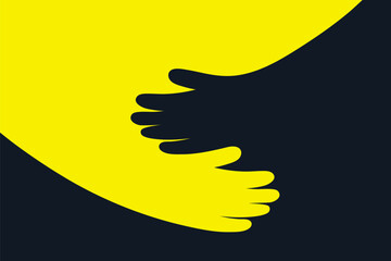 Minimalistic graphic of hands holding each other, conveying themes of unity, care, and assistance. Great for website banners and social media headers