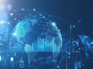 Obraz premium Global Network Connection and Data Analysis